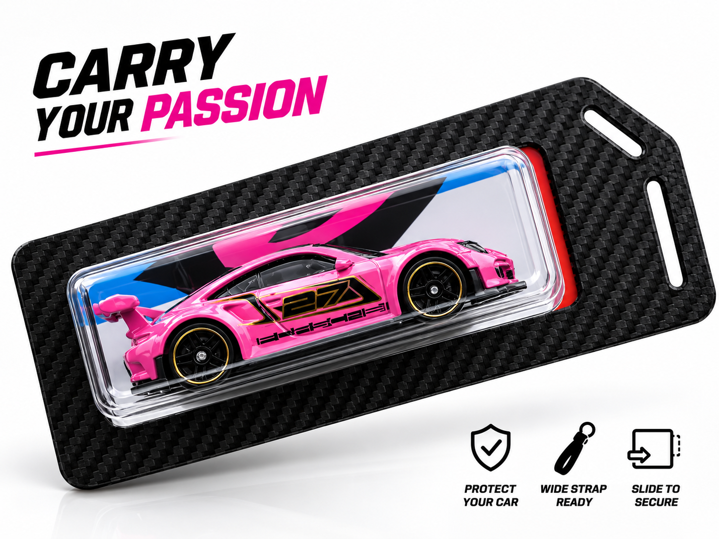 3D Car Display Holder – Carbon Fiber Style Wall & Desk Mount